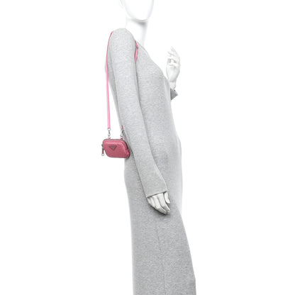 Prada Re-Nylon Triangle Micro Crossbody Pouch Pink 2 of 15