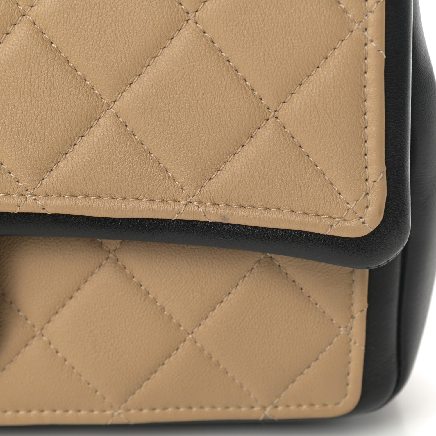 Chanel Calfskin Quilted Medium Graphic Flap Beige Black 12 of 15