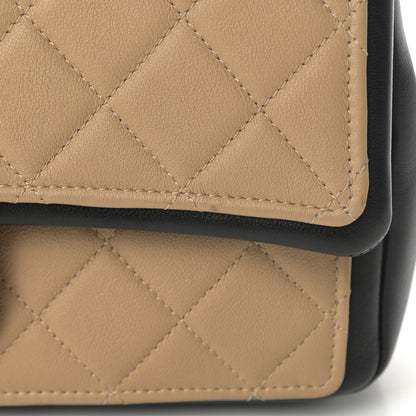 Chanel Calfskin Quilted Medium Graphic Flap Beige Black 12 of 15