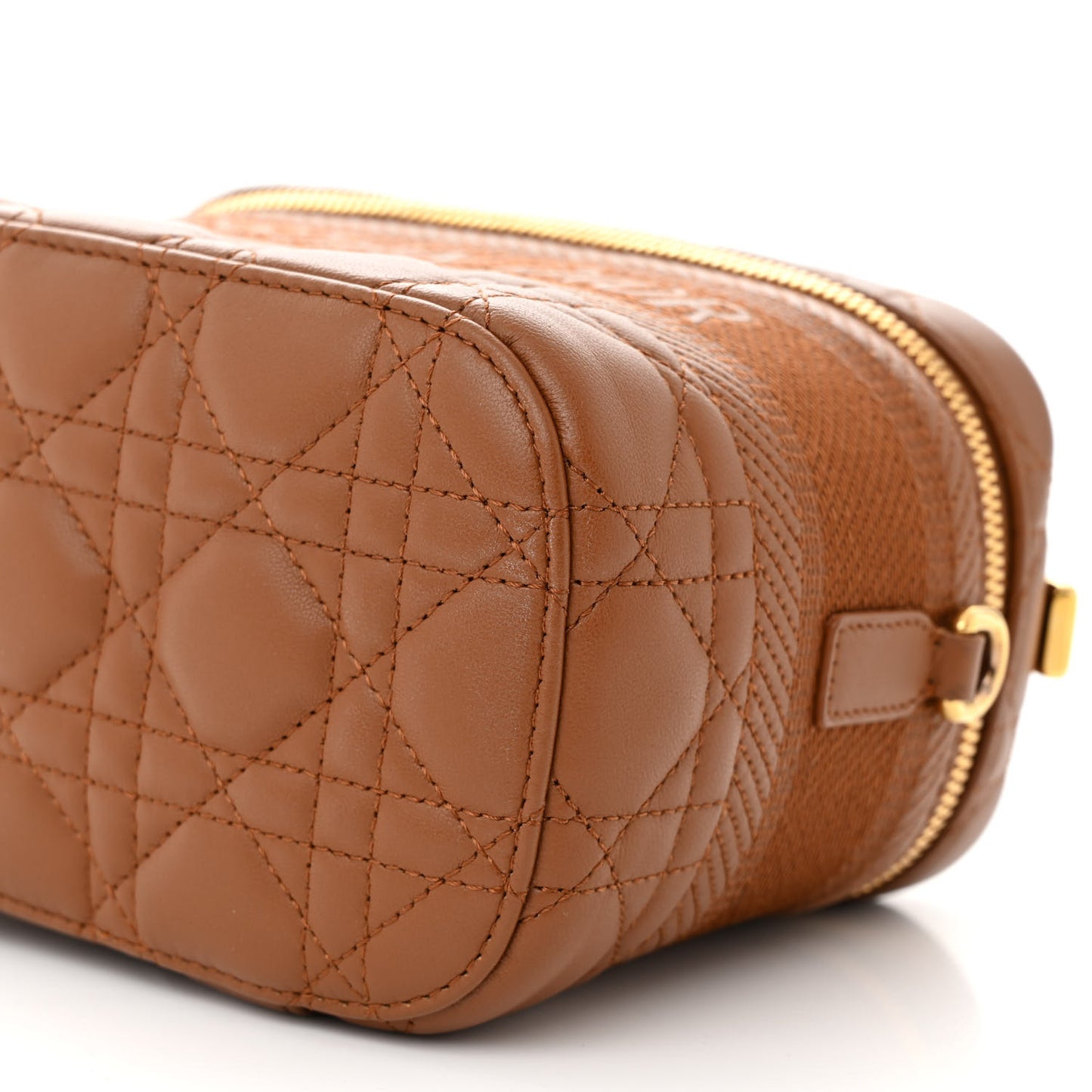 Lambskin Cannage Small Diortravel Vanity Case Cognac