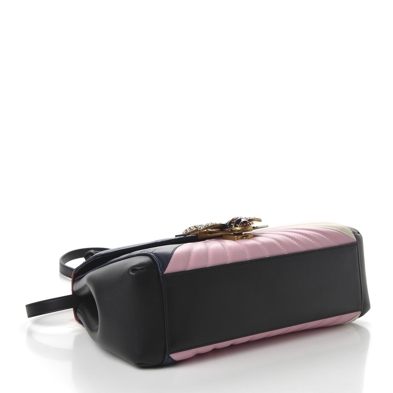 Gucci Calfskin Bamboo Trapuntata Queen Margaret Top Handle Bag Blue Agata Hibiscus Red Mystic White Sugar Pink 4 of 10