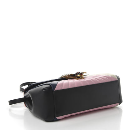 Gucci Calfskin Bamboo Trapuntata Queen Margaret Top Handle Bag Blue Agata Hibiscus Red Mystic White Sugar Pink 4 of 10
