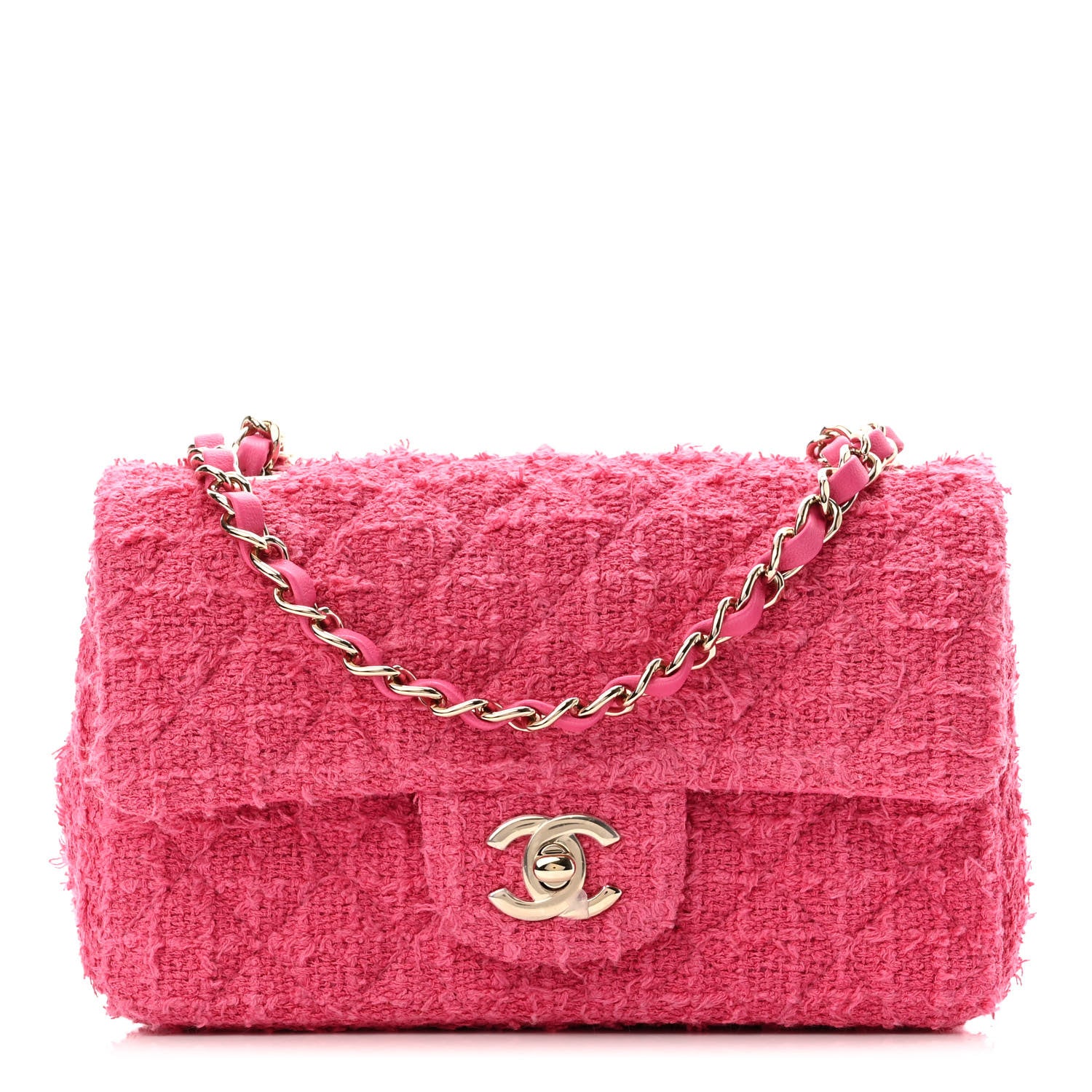 Chanel Cashmere Tweed Quilted Mini Rectangular Flap Fuchsia 1 of 11