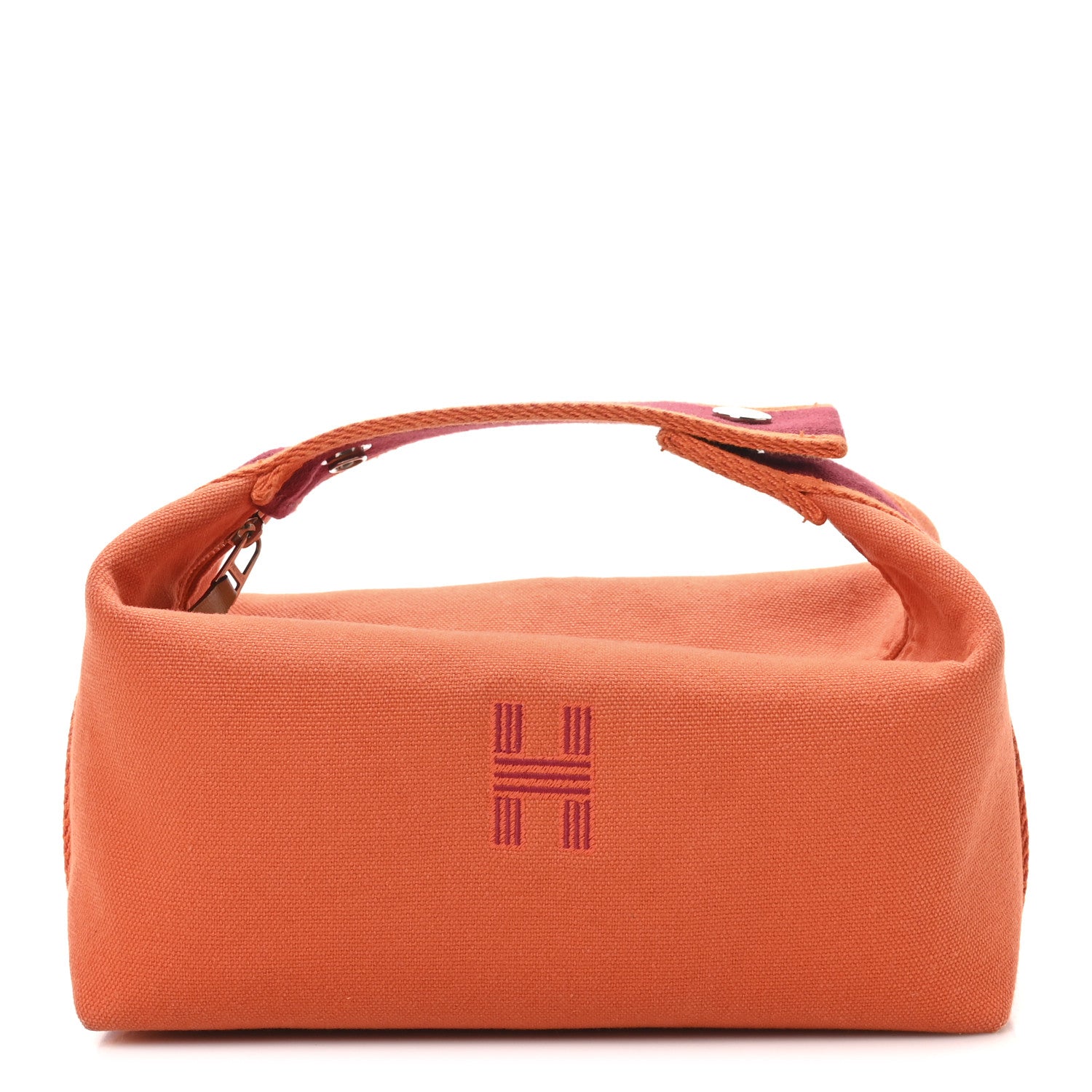 Hermes Canvas Small Bride-A-Brac Pouch Orange Burgundy 1 of 7