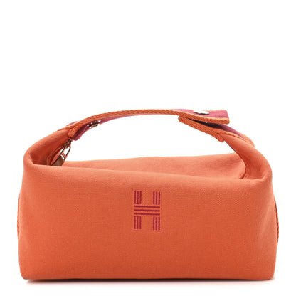 Hermes Canvas Small Bride-A-Brac Pouch Orange Burgundy 1 of 7