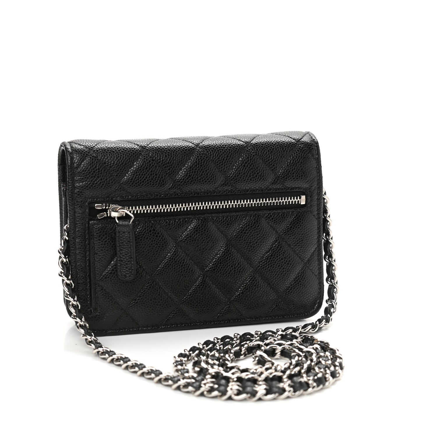 Caviar Quilted Mini Wallet On Chain WOC Black