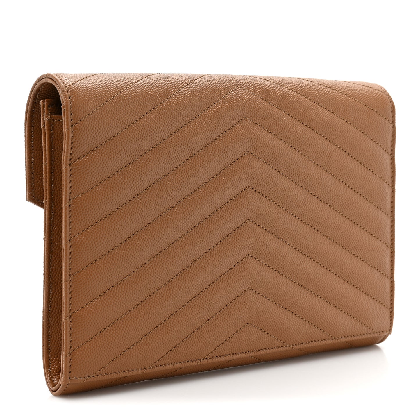 Grain De Poudre Matelasse Chevron Monogram Cassandre Flap Pouch Natural Dark