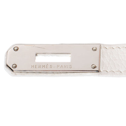 Hermes Taurillon Clemence Lizard Club Birkin 35 Blanc Gris Perle Sanguine 21 of 23