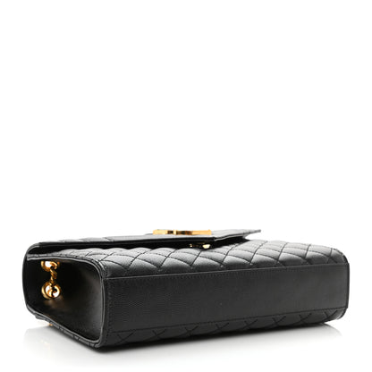 Saint Laurent Grain De Poudre Textured Mixed Matelasse Triquilt Medium Monogram Satchel Black 4 of 8