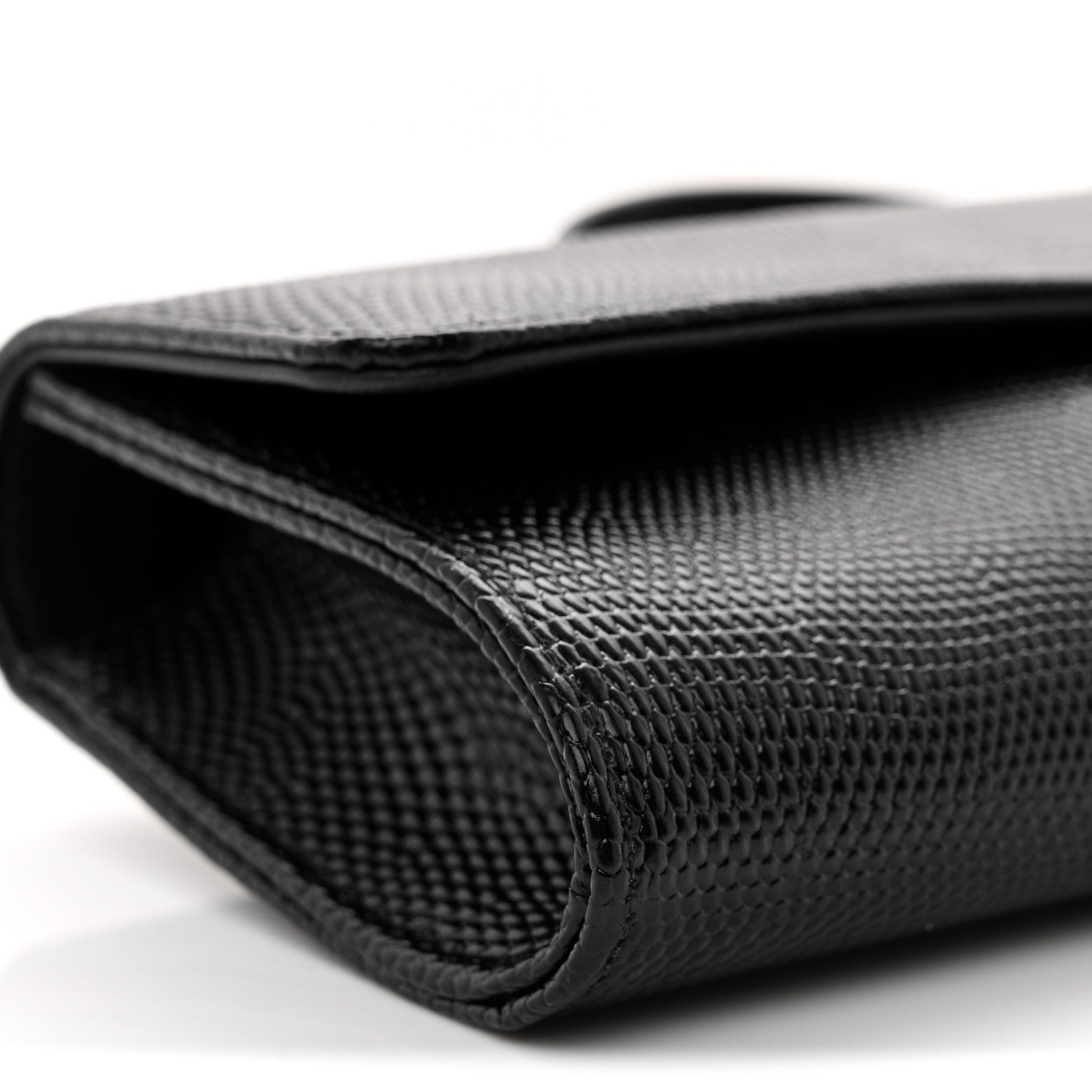 Chanel Lizard Calfskin Embossed Clutch With Chain Black 18 of 21