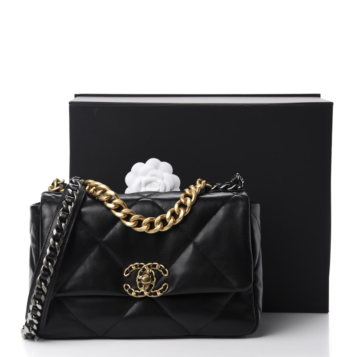 Chanel Goatskin Quilted Medium 19 Flap Black 11 of 11