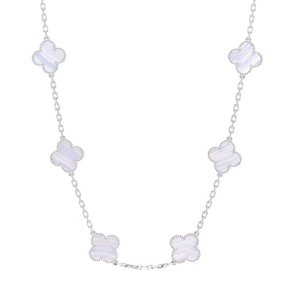 Van Cleef & Arpels 18K White Gold Chalcedony 10 Motifs Vintage Alhambra Necklace 1 of 6