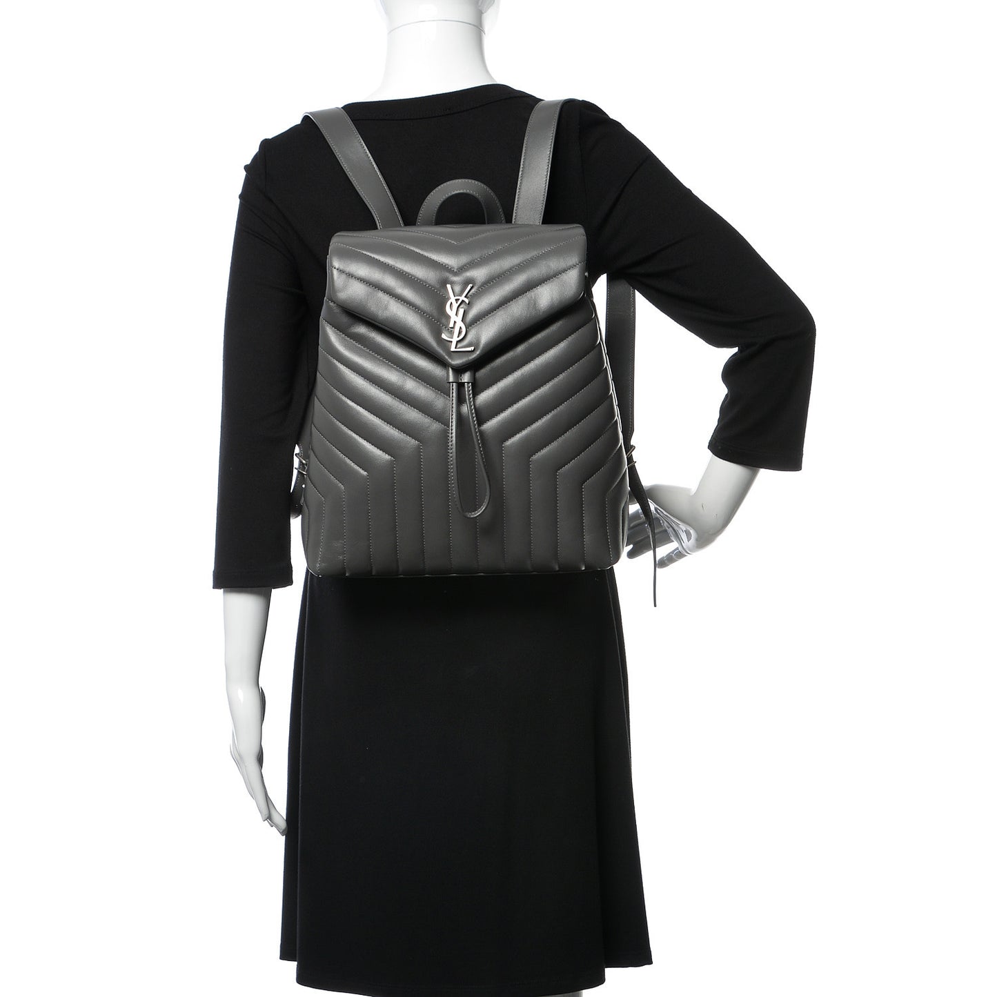 Calfskin Y Quilted Monogram Medium Loulou Backpack Asphalt