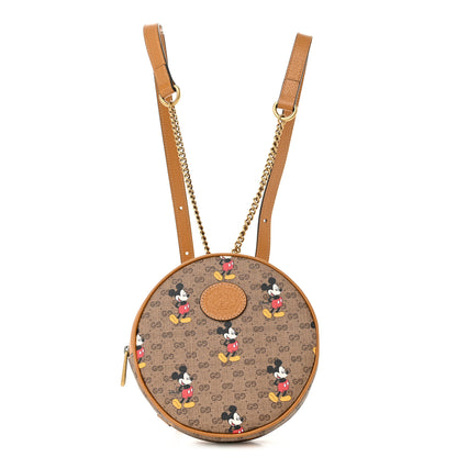 Gucci X DISNEY Mini Vintage GG Supreme Monogram Mickey Mouse Round Backpack Beige Vintage Sun Oil 1 of 10