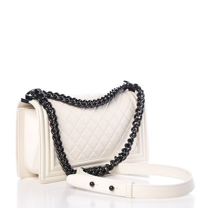 Chanel Calfskin Quilted Medium Boy Flap White 3 of 9
