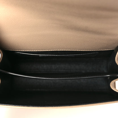 Saint Laurent Grain de Poudre Mini Classic Monogram Cassandra Top Handle Beige 5 of 9