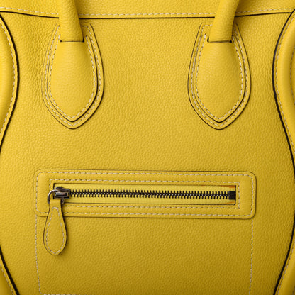 Celine Drummed Calfskin Mini Luggage Citron 9 of 9