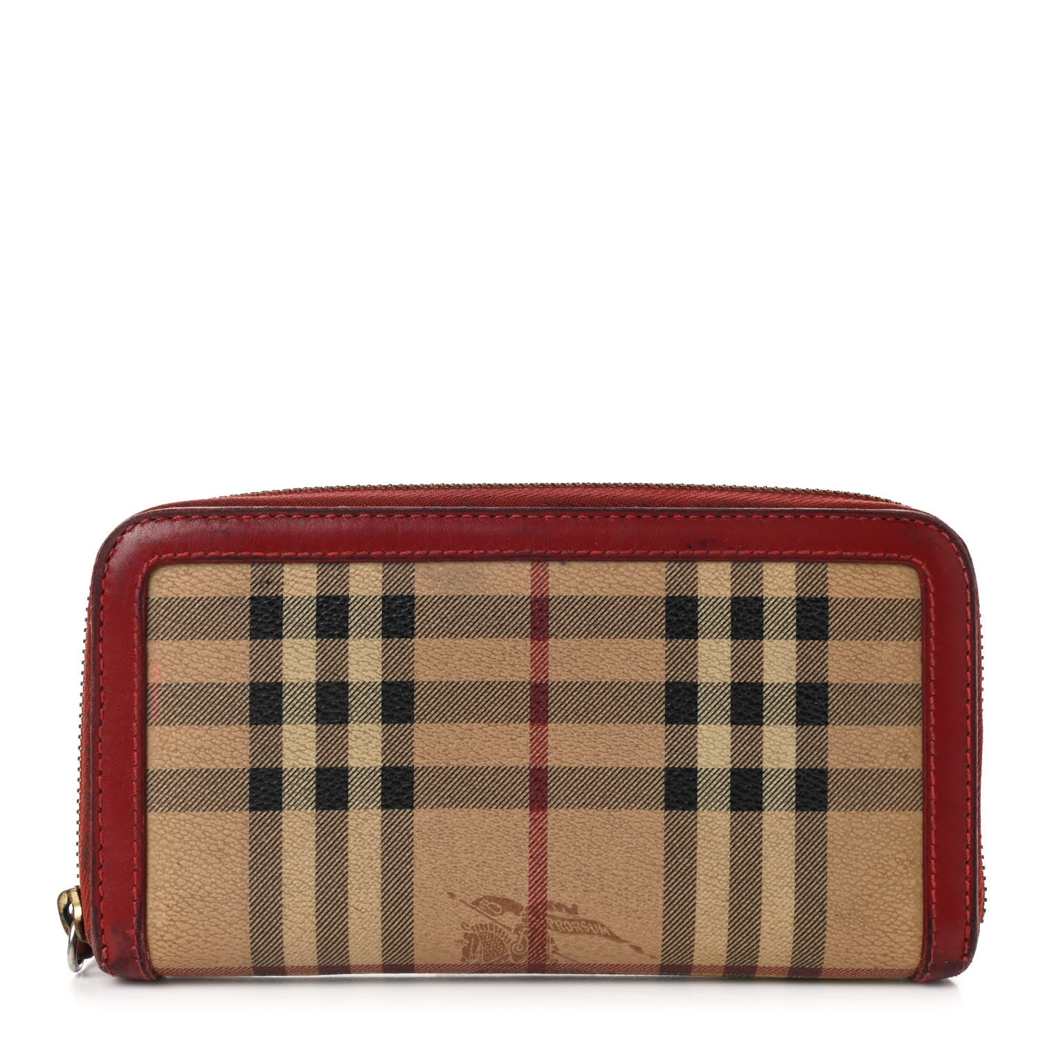 Burberry Haymarket Check Large Ziggy Zip Around Wallet Red 1 of 12
