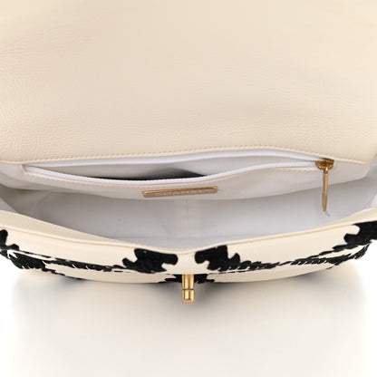 Chanel Calfskin Crochet Medium Chanel 19 Flap White Black 5 of 11