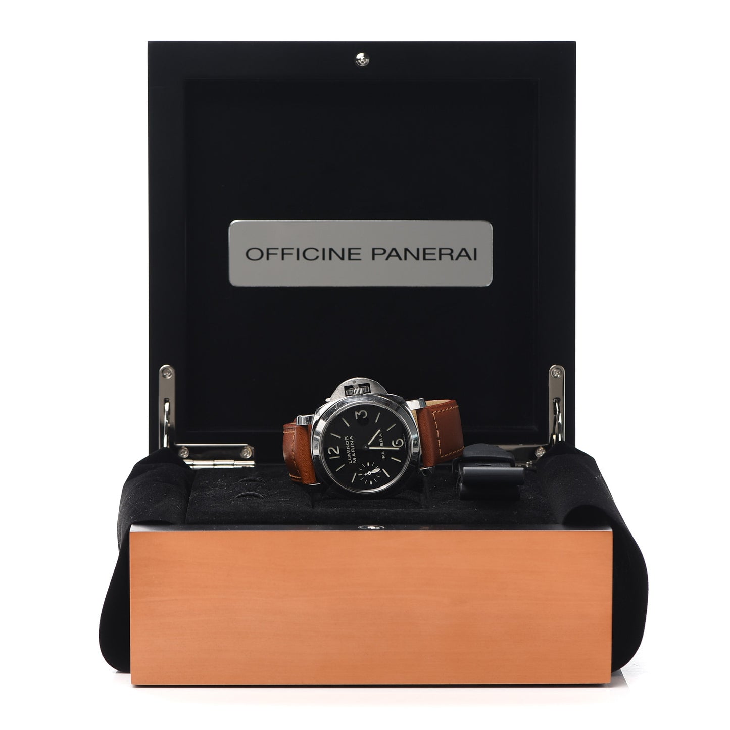 Stainless Steel Calfskin 44mm Luminor Marina Manual Winding Watch Black PAM00111
