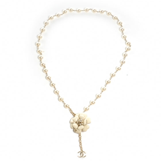 Pearl and Crystal Enamel Camellia Belt Gold