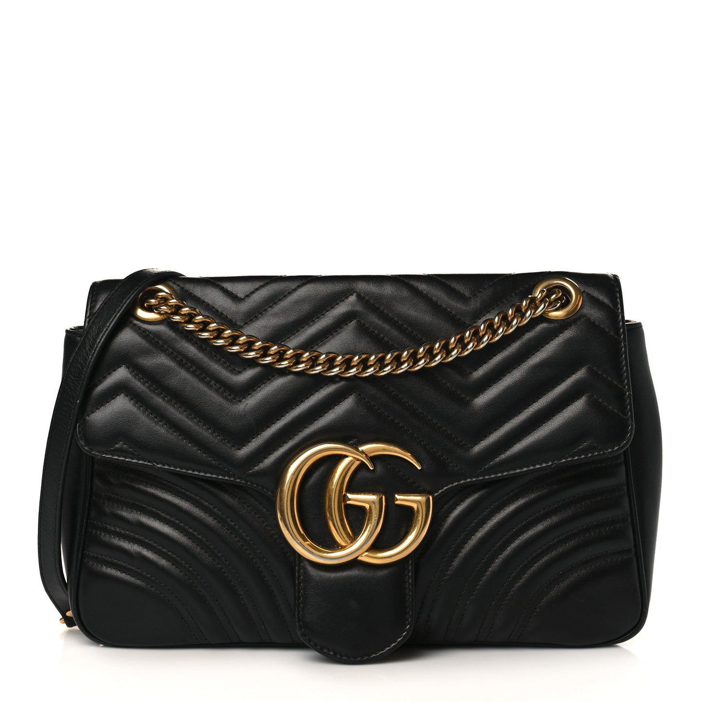 Calfskin Matelasse Medium GG Marmont Shoulder Bag Black