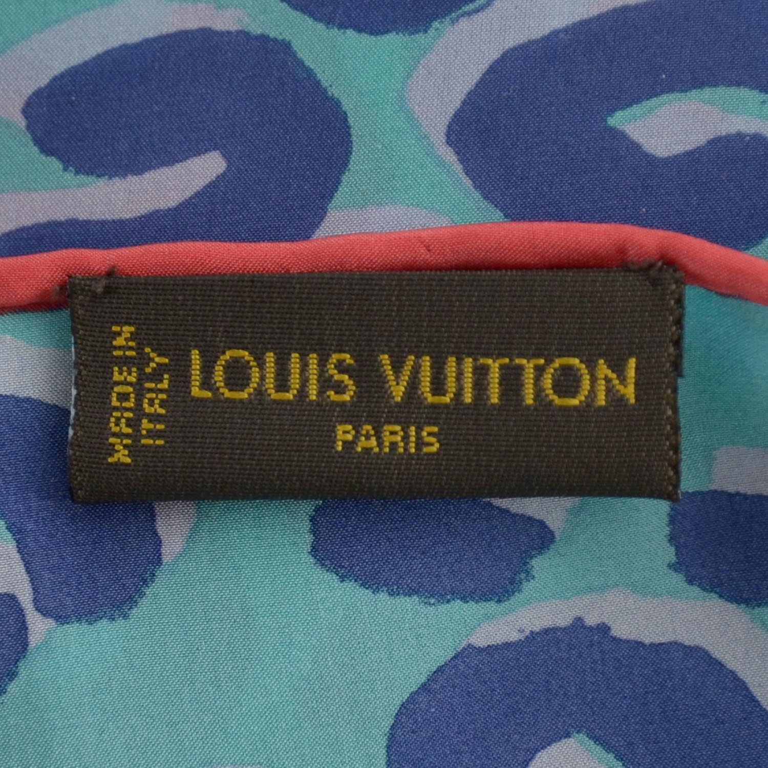 Louis Vuitton Silk Giant Leopard Square Scarf Blue Lagoon 3 of 4