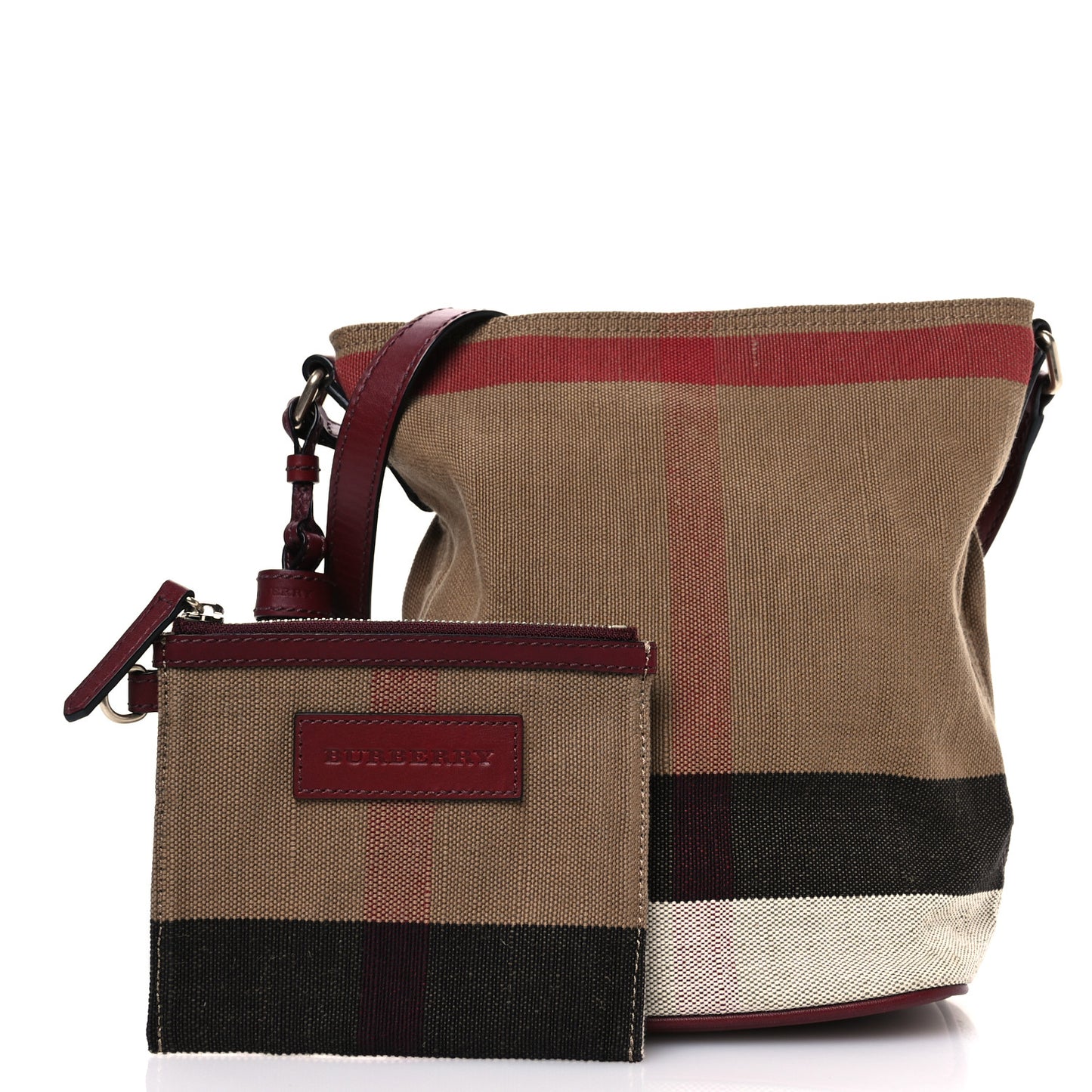Canvas Mega Check Mini Ashby Tassel Crossbody Burgundy Red