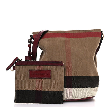 Burberry Canvas Mega Check Mini Ashby Tassel Crossbody Burgundy Red 3 of 12