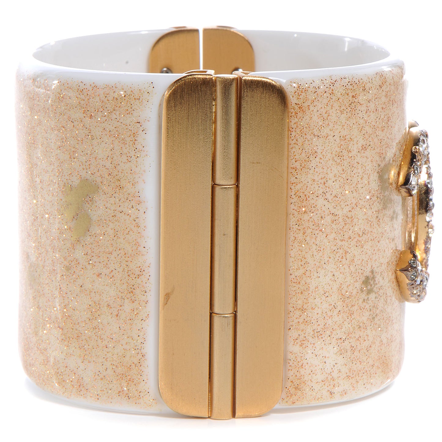 Resin Crystal CC Cuff Gold Glitter White