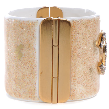 Chanel Resin Crystal CC Cuff Gold Glitter White 5 of 7