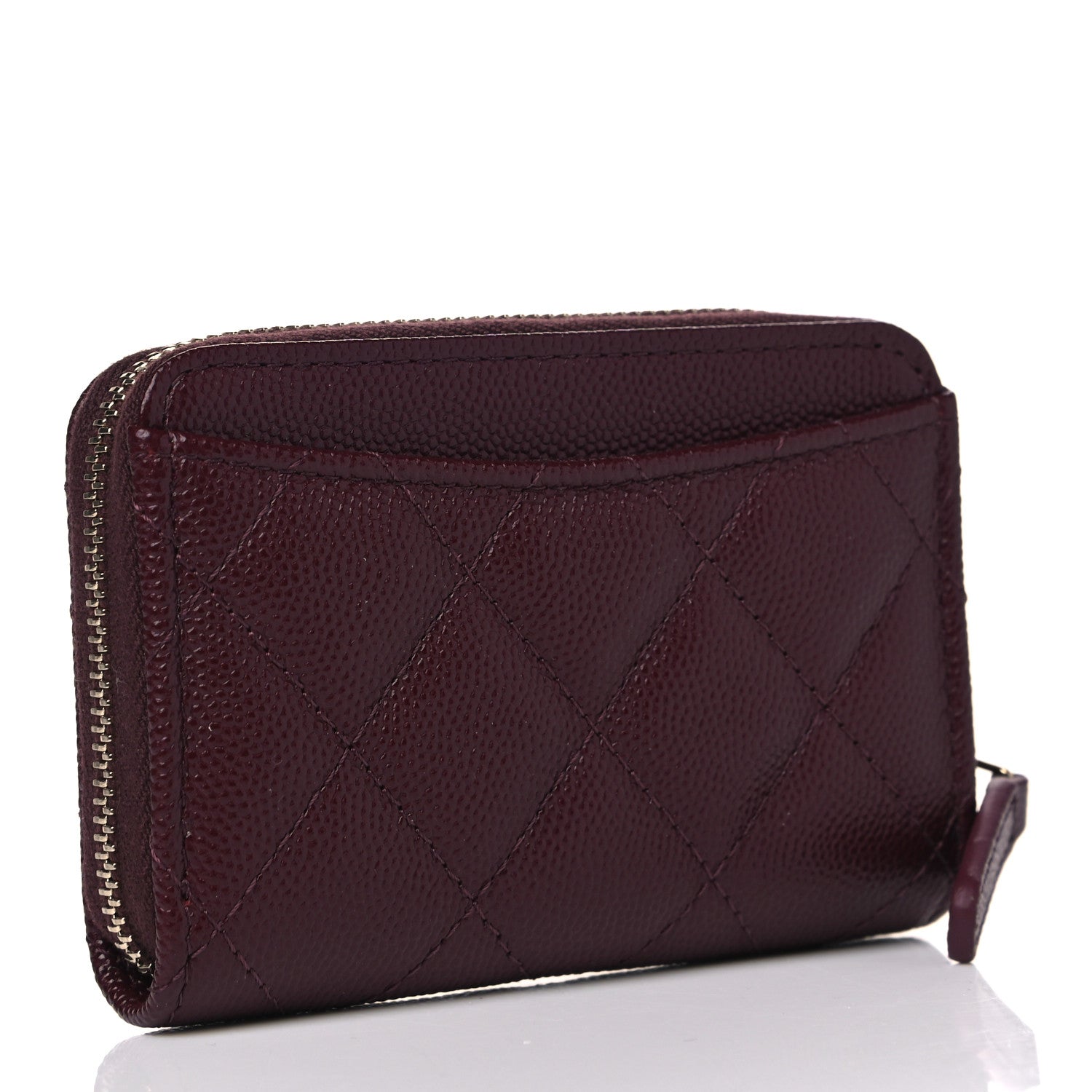 Chanel Caviar Quilted Zip Around Coin Purse Burgundy 2 of 4