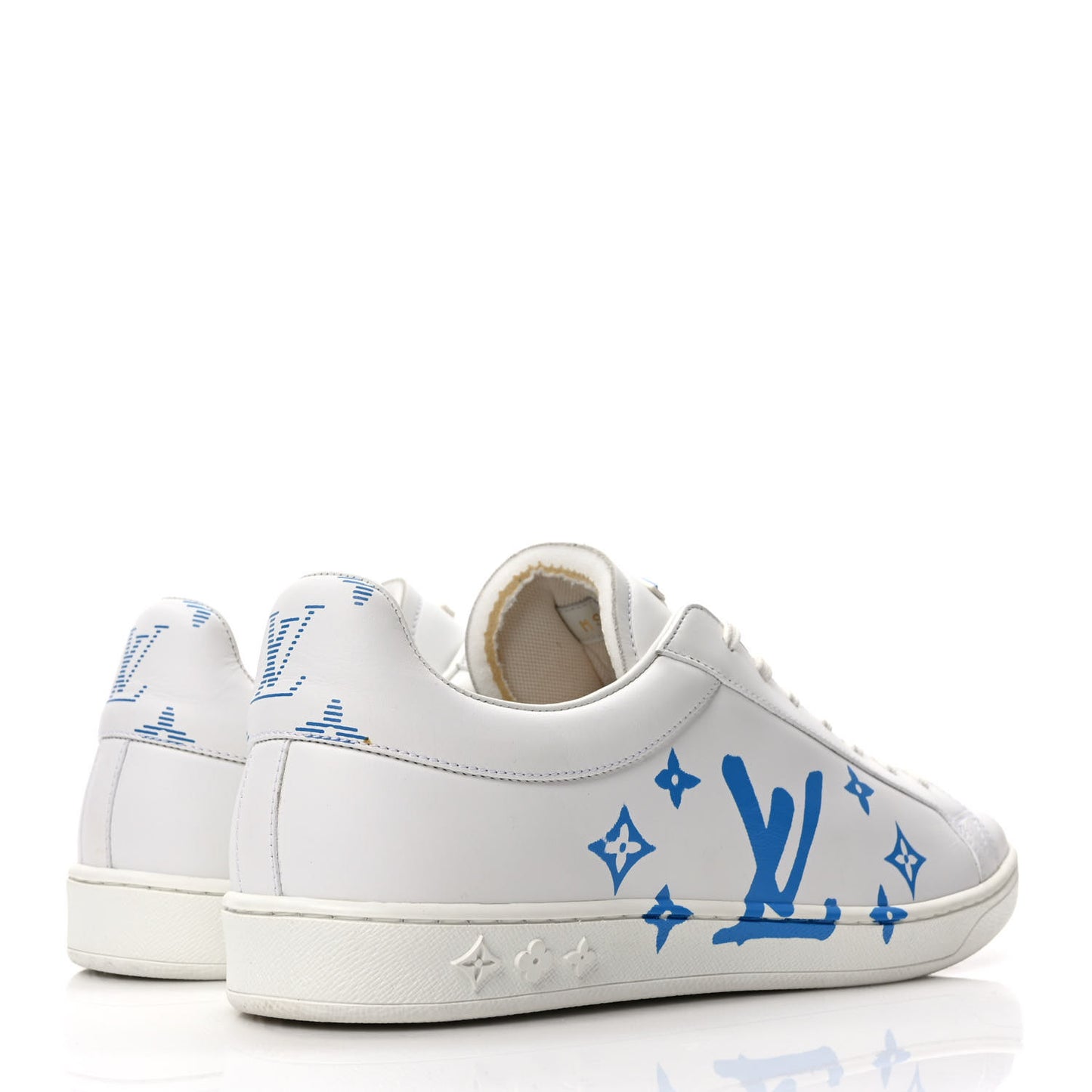 Calfskin Luxembourg Samothrace Mens Sneakers 8 White Blue