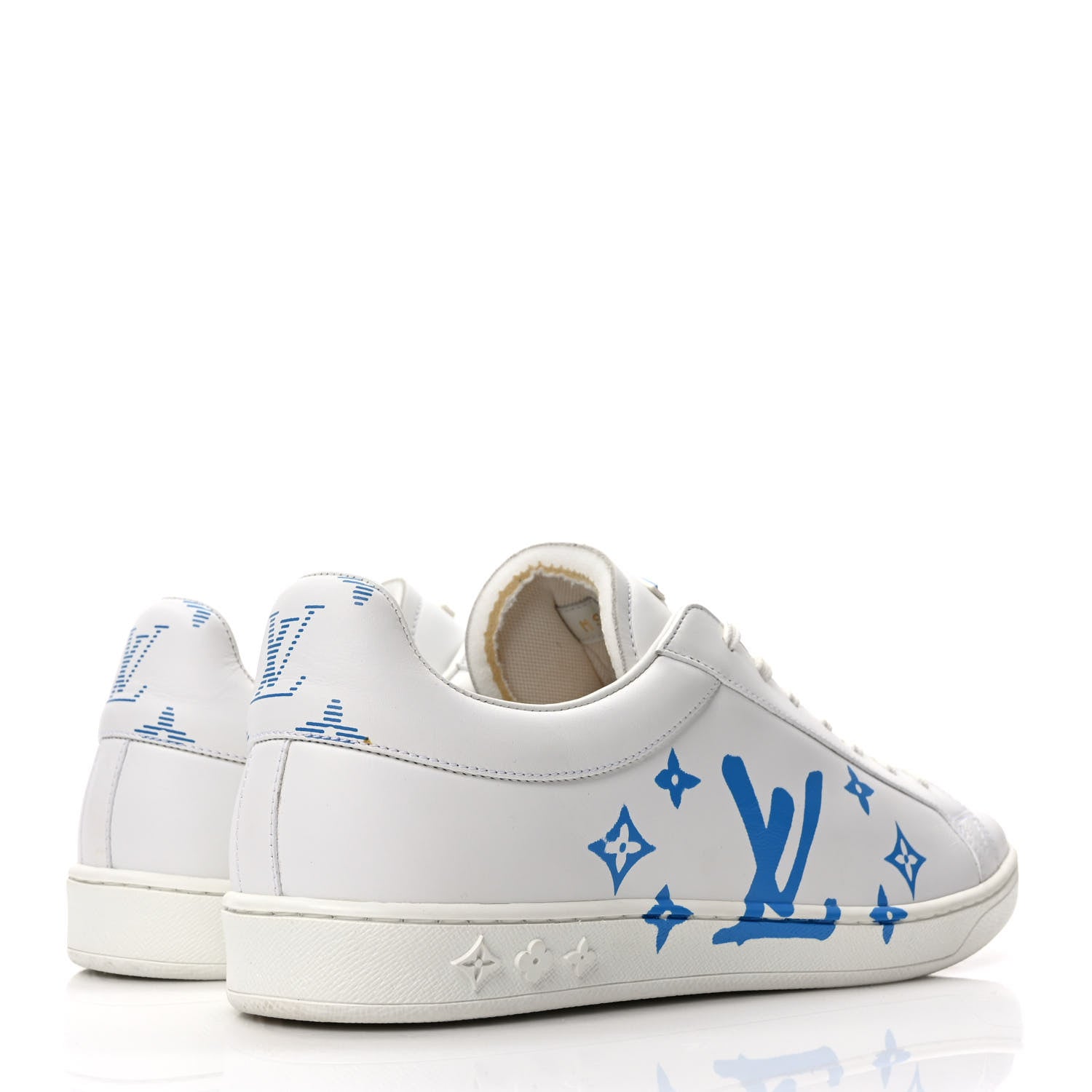Louis Vuitton Calfskin Luxembourg Samothrace Mens Sneakers 8 White Blue 4 of 9