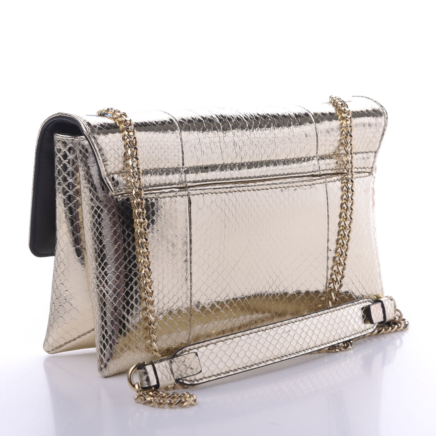 Lanvin Metallic Snakeskin Mini Sugar Flap Shoulder Bag Gold 3 of 9