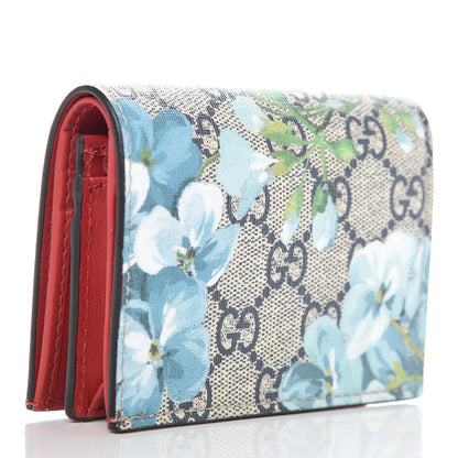 Gucci GG Supreme Monogram Blooms Card Case Wallet Beige Blue Navy Hibiscus Red 3 of 8