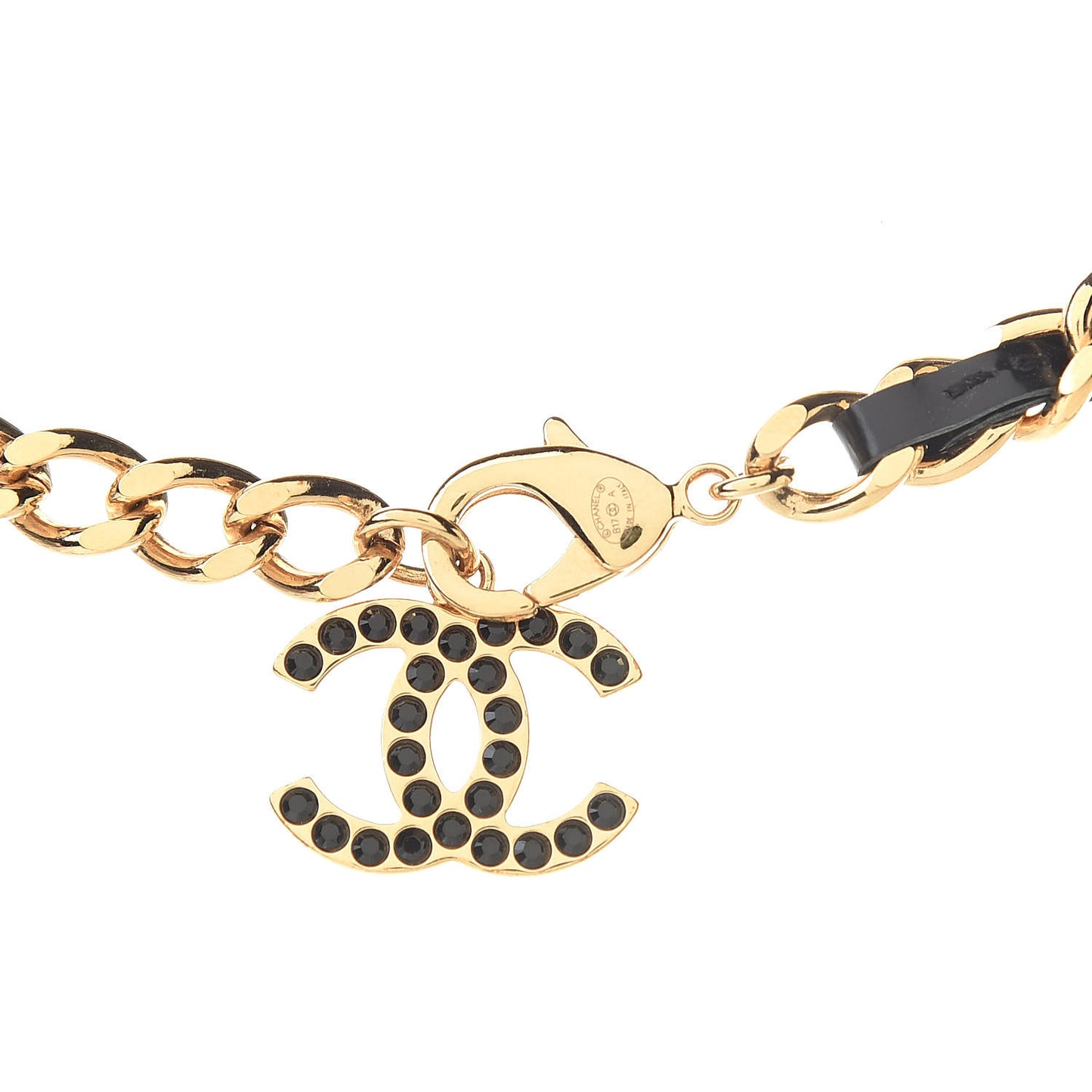 Patent Crystal Key Necklace Gold Black