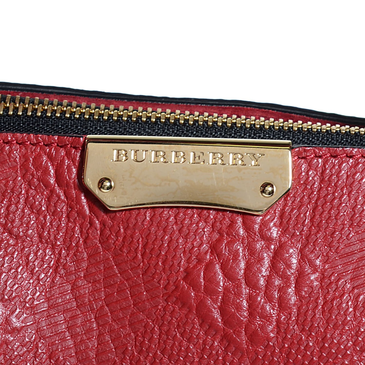 Burberry Heritage Grain Check Embossed Medium Dewsbury Tote Military Red 12 of 12