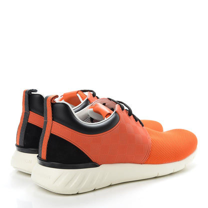Louis Vuitton Rubber Mesh Suede Damier Fastlane Low Sneakers 9.5 Orange 4 of 8