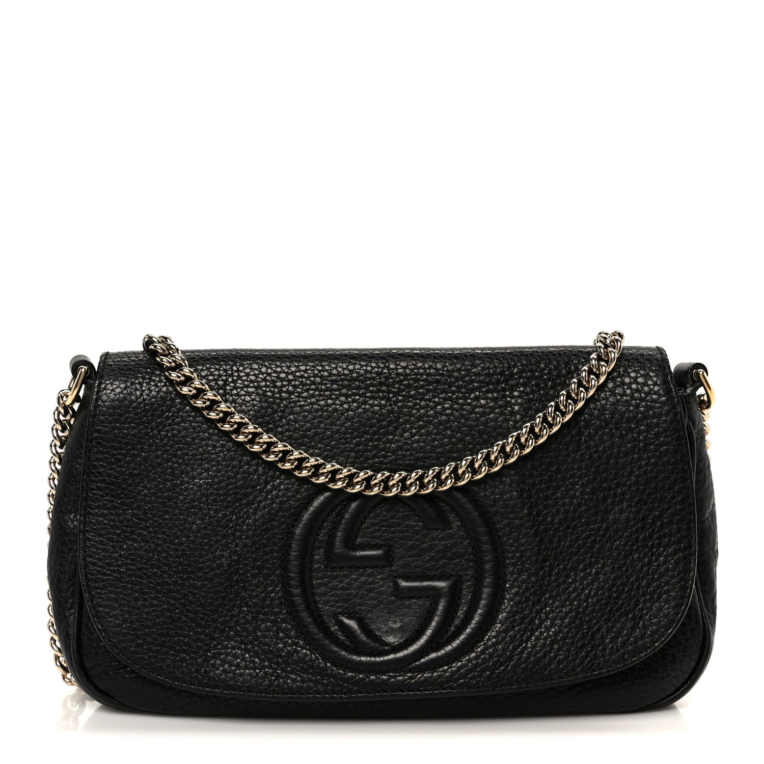 Gucci Pebbled Calfskin Medium Soho Flap Crossbody Black 1 of 11