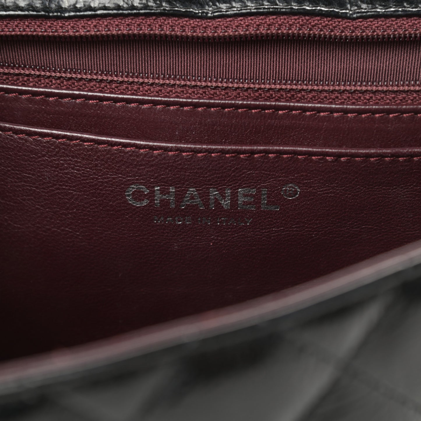 Crinkled Patent Quilted Jumbo Single Flap Black