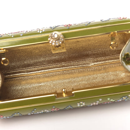 Judith Leiber Patent Crystal Clutch Green Gold 6 of 10