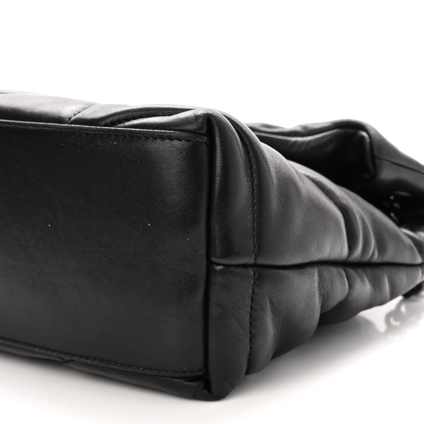 Lambskin Quilted Monogram Monochrome Small Loulou Puffer Chain Satchel Black