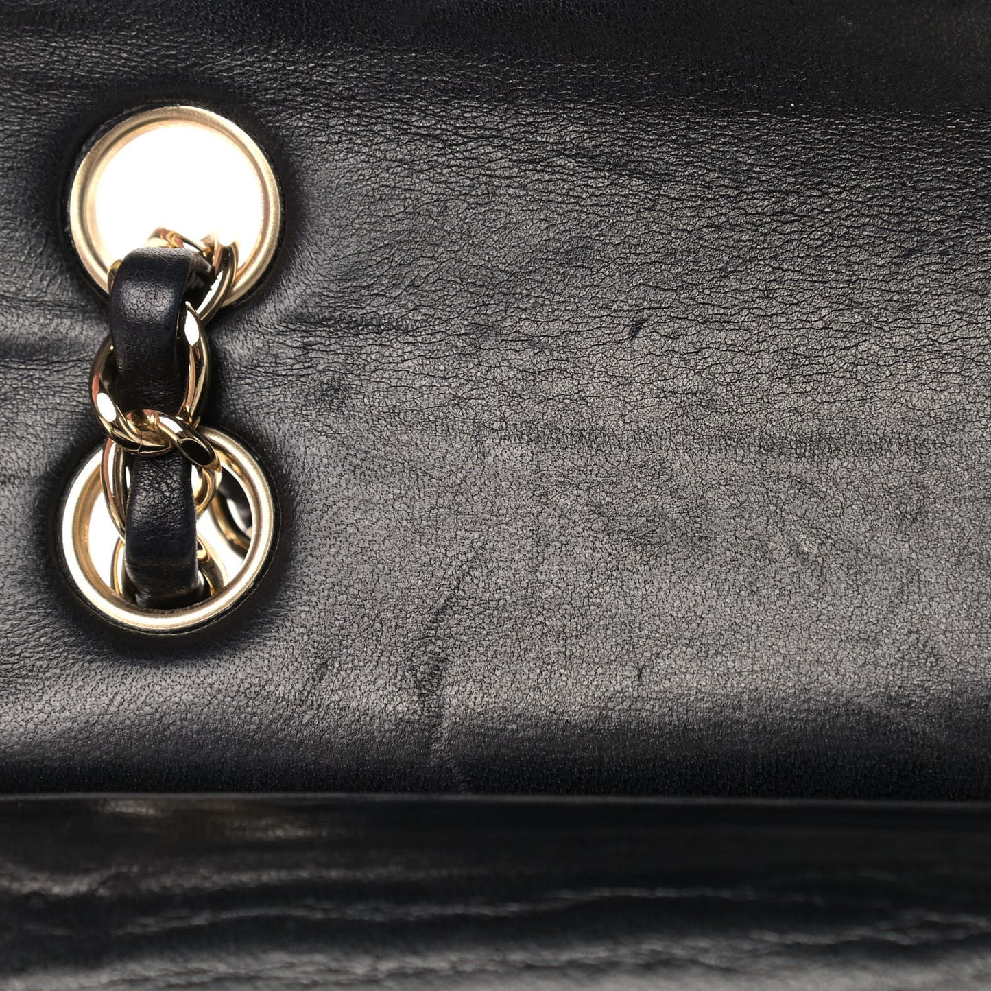 Lambskin Quilted Medium Double Flap Black