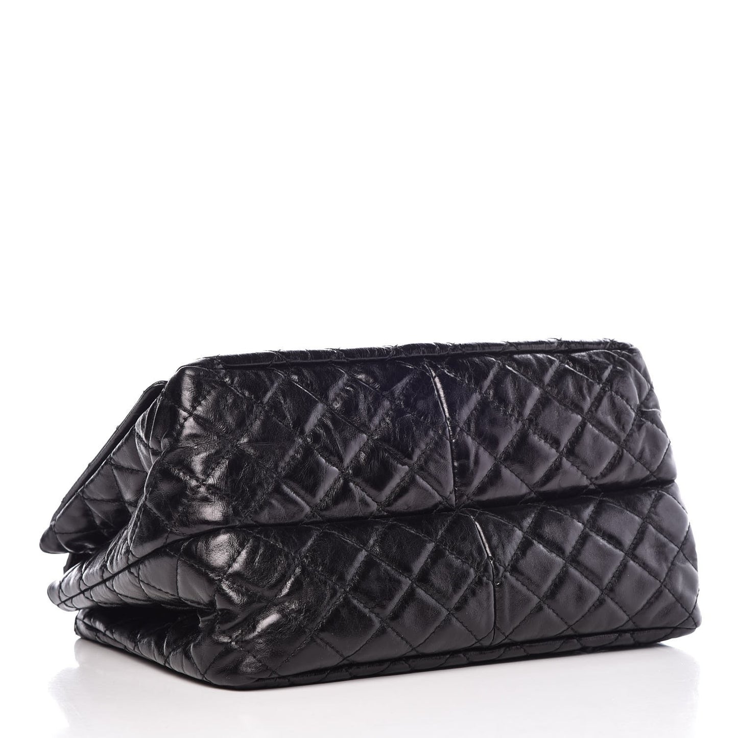 Metallic Aged Calfskin Quilted Reissue 2.55 Accordion Flap Black