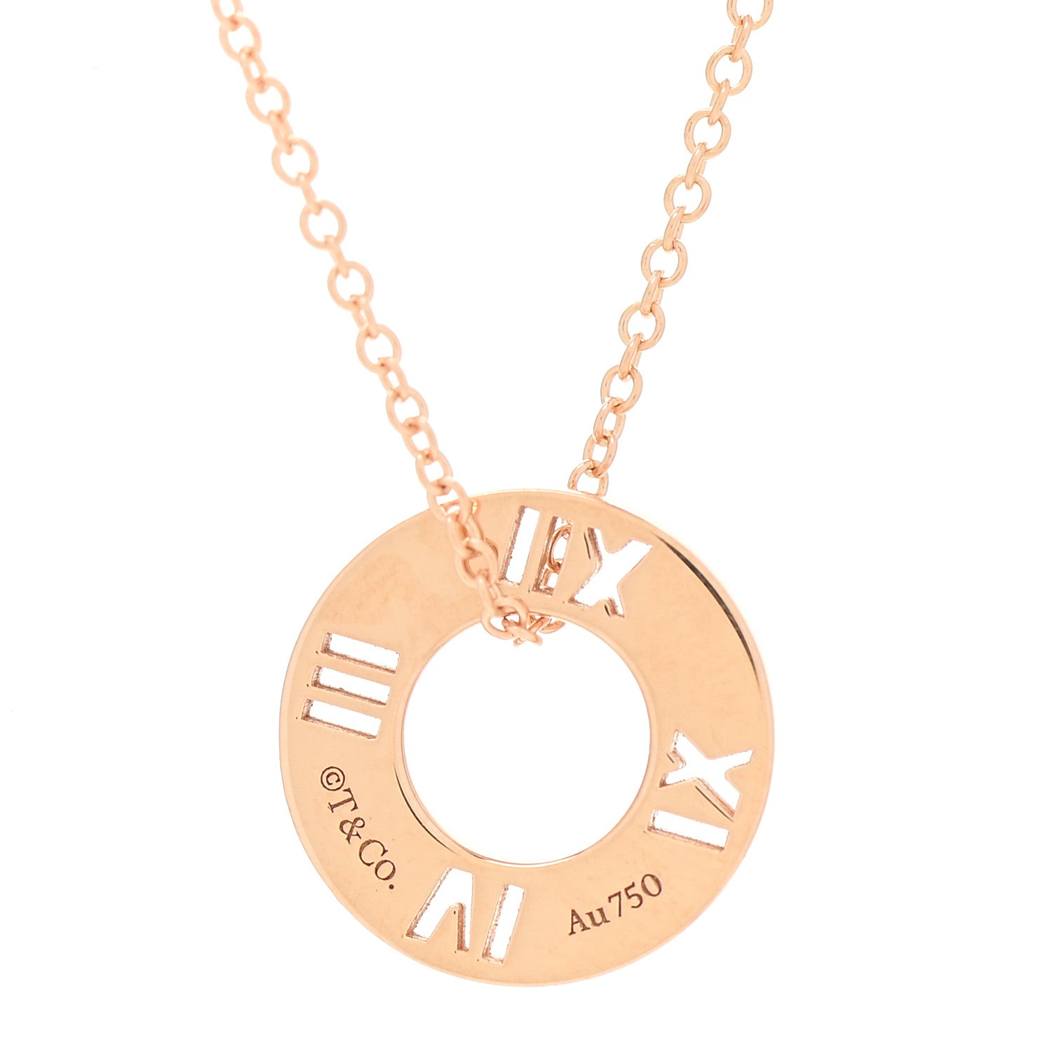 Tiffany 18K Rose Gold Diamond Atlas Pierced Pendant Necklace 4 of 6
