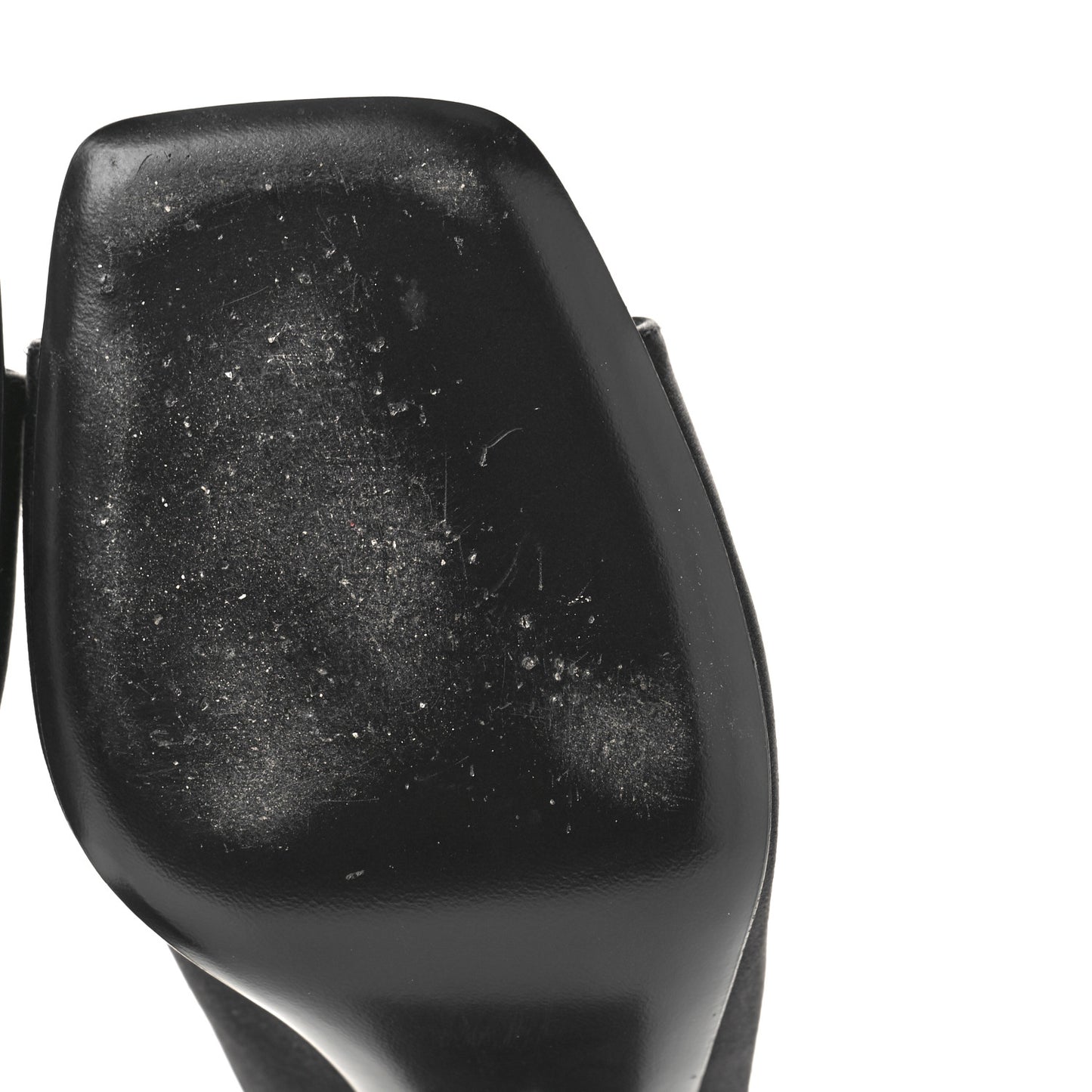 Satin Metal Triangle Logo 85mm Slide Sandals 37 Black