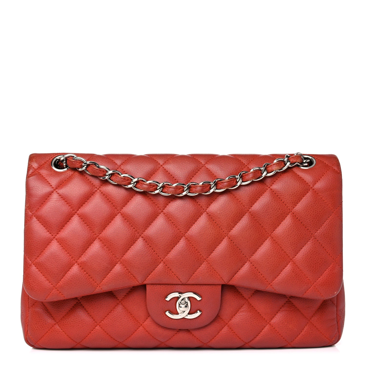 Chanel Caviar Quilted Jumbo Double Flap Red 1 of 24