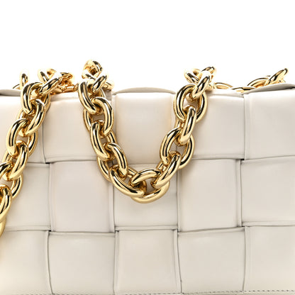 Bottega Veneta Lambskin Maxi Intreccio Padded Chain Cassette Crossbody Bag Chalk 7 of 9
