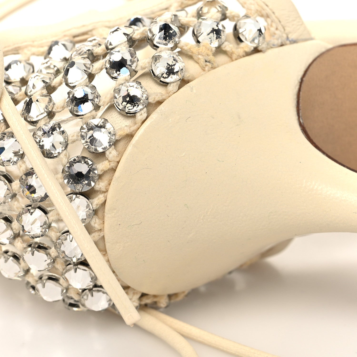 Bottega Veneta Mesh Nappa Crystal Embellished Sparkle Stretch Ankle Tie Sandals 36.5 Toile 9 of 10